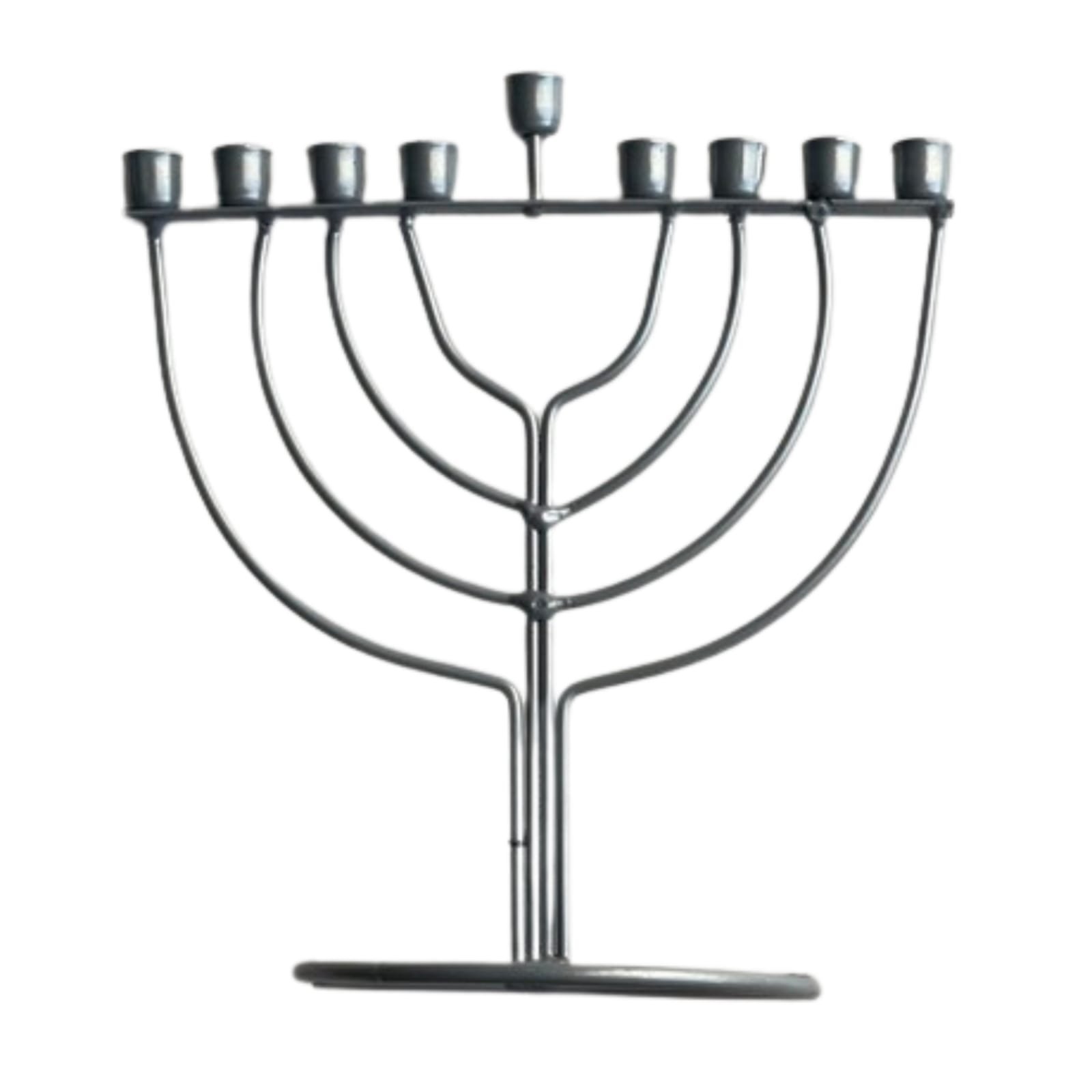 חנוכייה מתכת מעוגל כסף